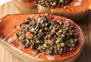 Chestnut and Lentil Stuffed Honeynut Squash