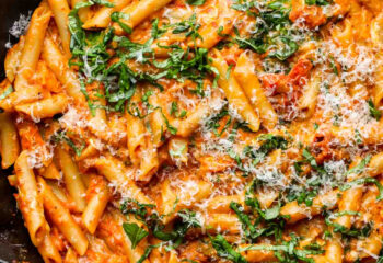 Penne Pasta Bake with Creamy Roasted Tomato & Basil Sauce
