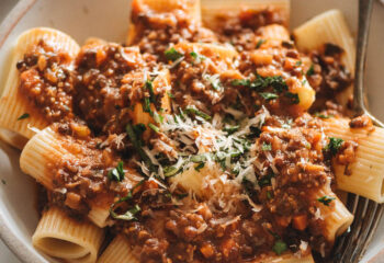 Vegan Bolognese with Rigatoni